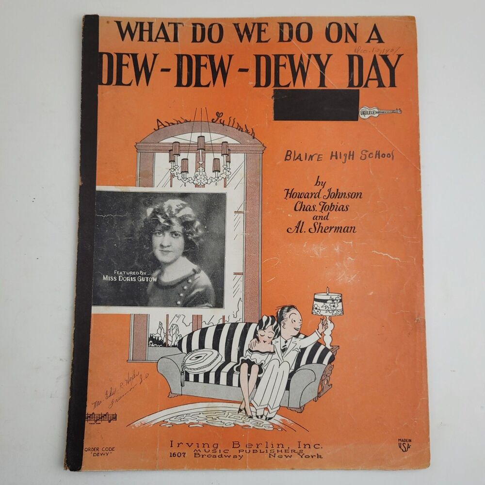 1927 Antique Sheet Music Doris Gutow What do we do on a Dew-Dew-Dewy Day #SM3